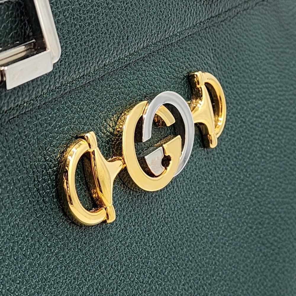 Gucci Zumi Top Handle Bag Leather Medium Green - Picture 7 of 16